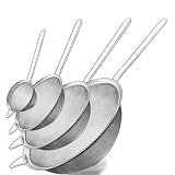 U Chef Juego de 4 Coladores de Cocina de Malla Fina de Acero Inoxidable, Colador perfecto para Tamizar, drenar y Enjuagar...