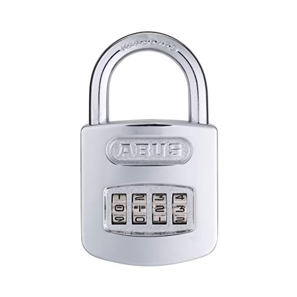 ABUS 160/50 B 160 All Weather Chrome 4 Dial Combination Padlock, Black/Silver