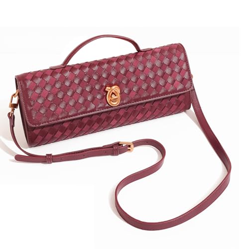 Image of Woven Clutch Purses for Women, Leather Evening Clutch, Handmade Woven Shoulder Bag Crossbody Bag