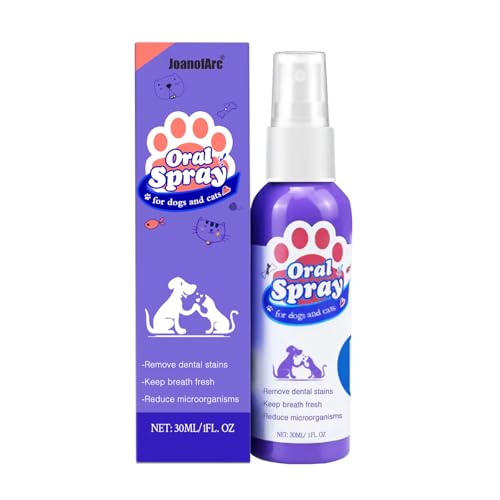 JoanofArc Dog Dental Care Spray Oral Care Spray for Dogs Breath Freshener & Teeth Cleaning Spray Reduce Tartar Freshen Breath Pet Health Supplies Teeth Spray No Brushing 30ml