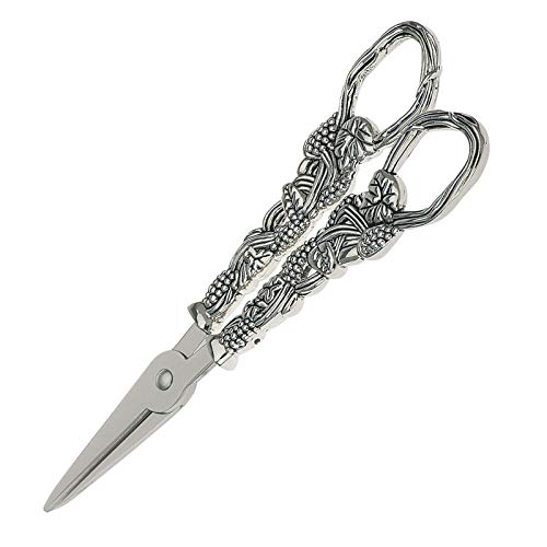 Traubenschere 16 cm mit Traubendekor - versilberte Obstschere, glatt poliert & anlaufgeschützt, edles Servierbesteck für Käseplatte, Dessert, Weinabend & Geschenkidee