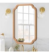 Ferytange 20x30 Inch Gold Bathroom Mirror - Modern Rounded Corner Wall Mirror With Iron Frame