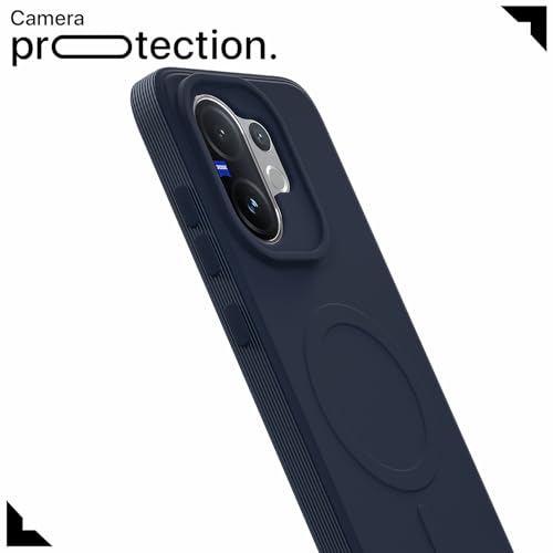 Image of Outlouders Back Cover for Vivo V60 5G / Vivo T4 Pro 5G Soft Matte Silicone Cover with Slim Fit | Mag-Safe Logo (Not Mag-Safe Compatible) | Shockproof | Camera Protection Bumper Case (Blue)