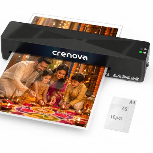 Image of Crenova Laminator Machine with Laminating Sheets 10pcs, A4 Laminating Machine Hot & Cold with Fast Warm Technology, Thermal Laminator 9 Inch for Home Office School Business, Black
