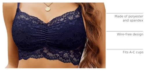 Image of Avidlove Lace Bralette for Women V Neck Cami Tank Y2k Camisoles Adjustable Spaghetti Strap Crop Top Non Padded