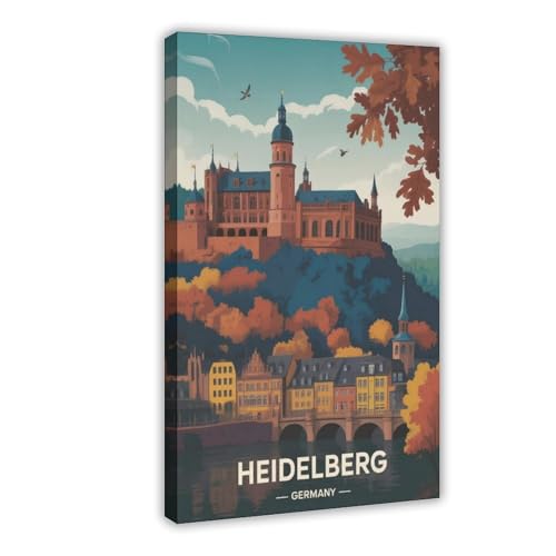 Poster château de Heidelberg aquarelle sur toile 30x45 cm