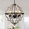 MEIXISUE Farmhouse Rustic Chandelier,ORB+Oak Finish,6-Light Vintage Antique Chandeliers Pendant Light Fixture for Kitchen Dining Room Living Room Entryway Foyer UL Listed