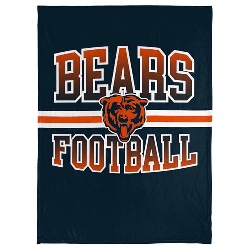 FOCO NFL Micro Raschel Plush Throw Blanket Stripe Logo 45 x 60 Chicago Bears