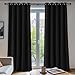 Price comparison product image Deconovo Blackout Curtains Eyelet Super Soft Thermal Insulated Window Treatment Ring Top Blackout Curtains for Livingroom 66 x 90 Drop Inch Black 2 Panels