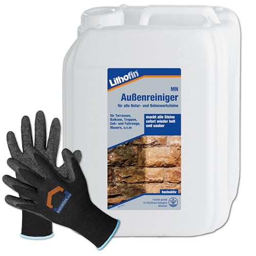 Hauswerk.shop Set Lithofin MN Außenreiniger 10 Liter + Arbeitshandschuhe