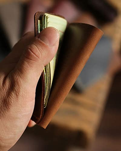 Handmade Real Leather Wallet for Men - Minimalist Design Large Capacity - Slim Case holds Money and Cards for Men & Women (BLACK)3