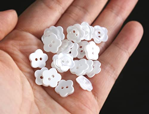 Ganssia Flower Shape Buttons 11Mm(0.44 Inch)Translucent White Resin Button For Sewing Blouse Shirt Diy Scrapbooking Pack Of 100Pcs #TOP1