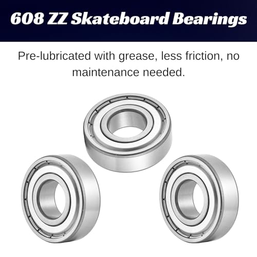 EXERAUO Rolamentos de skate 608 zz rolamentos profundos selados de metal duplo 8x22x7mm rolamentos d