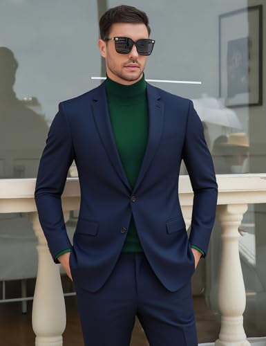 Image of Men's Turtleneck Casual Basic High Neck Long Sleeve T Shirts Half Neck Lightweight Pullover Sweater