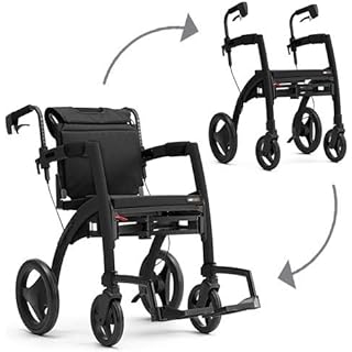 Rollz Motion 2-in-1 rollator and Transport Chair (Matt Black, Regular)