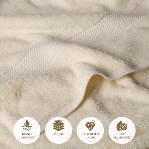 Superior Handtücher aus ägyptischer Baumwolle, 4er-Set, ultraweiche Handtücher, Dickes Plüsch, saugfähig, schwer, Gästebad, Hotel, Spa… – Ansicht 4