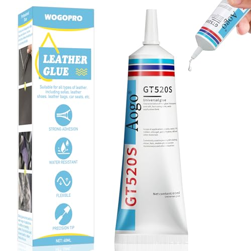 WOGOPRO Pegamento para cuero extra fuerte, adhesivo profesional para cuero, transparente, resistente al agua, pegamento para cuero, perfecto para reparar todo tipo de cuero, zapatos, bolsos, sofás