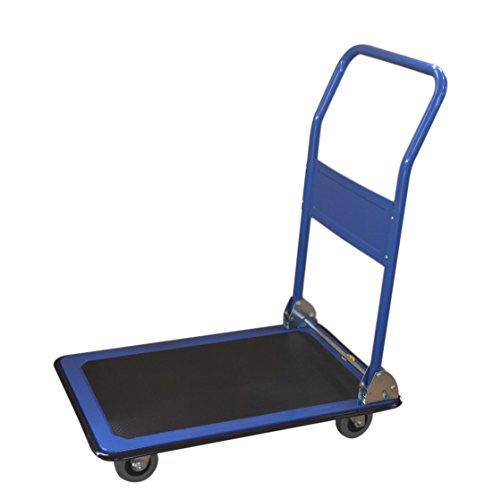 T-EQUIP PFW-150 - Carretilla de plataforma, carro manual y plegable, 150 kg de capacidad de carga, AnxPxAl: 78 x 50 x 90 cm, asa plegable, alfombrilla antideslizante