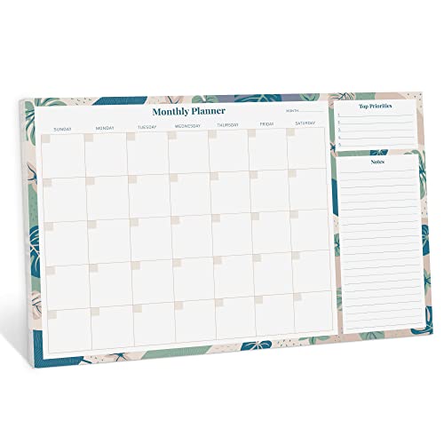 Rileys Monatsplaner - 52 Blatt - 42 x 29 cm - Undatiert - Monatskalender für perfekte Übersicht - Geeignet für Familien, Berufstätige, Studenten, Kinder (Florales Design)