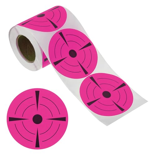 PATIKIL Pegatinas Redondas de Destino de Salpicaduras Fluorescentes de 3 Pulgadas, 1 Rollo de Objetivos de Papel Reactivos Adhesivos para Práctica en El Campo de Tiro, Color Rosa Rojo