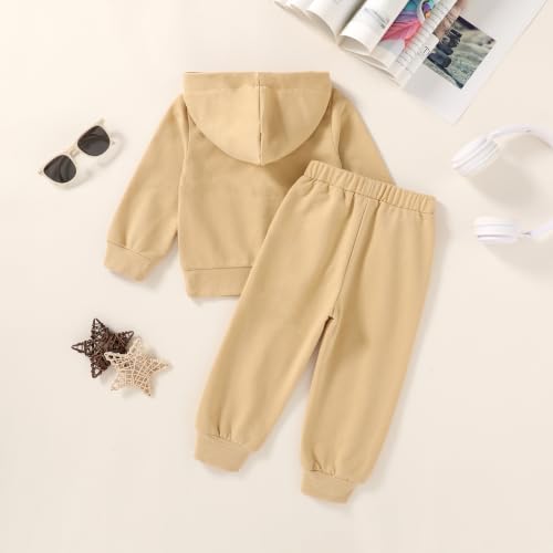 Image of YOUNGER STAR Toddler Baby Boy Girl Clothes Fall Winter Outfits Long Sleeve Hoodie Sweatshirt Sweat Pants Cotton Sweatsuits