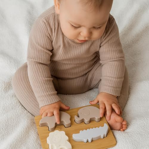 C|UTE – Montessori Spielzeug mit Namensgravur | Motorik Puzzle personalisiert für Babys u. Kinder | Steckspiel Geschenke zur Taufe Junge & Mädchen | BPA-frei | Geschenk 1 Geburtstag