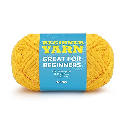 60g Yellow Yarn for Crocheting and Knitting;66m (72yds) Cotton Yarn for Beginners with Easy-to-See Stitches;Worsted-Weight Medium #4;Cotton-Nylon Blend Yarn for Beginners Crochet Kit Making