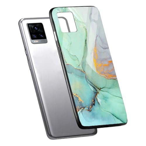 Image of COLORflow Back Cover Compatible with Vivo V20 | Green Marble | Shockproof TPU Bumper Cover with Camera Protection Back Cover Compatible with Vivo V20