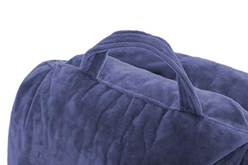 XXL Husband Pillow Dark Blue Backrest with Arms - Adult Reading Pillow Shredded Memory Foam, Ultra-Comfy Removable Microplush Cover & Detachable Neck Roll, Unmatched Support Bed Rest Sit Up Pillow