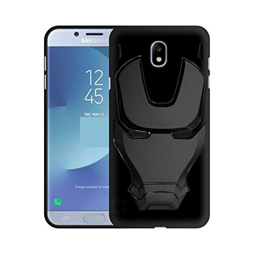 Image of COVERLY Official 3D Touch Feel Trending Marvel Avenger Logo Mask Soft Rugged Grip Iron Man Super Power Cartoon Movie Engraved Silicone Matte Back Cover for Samsung Galaxy J7 Pro -Black