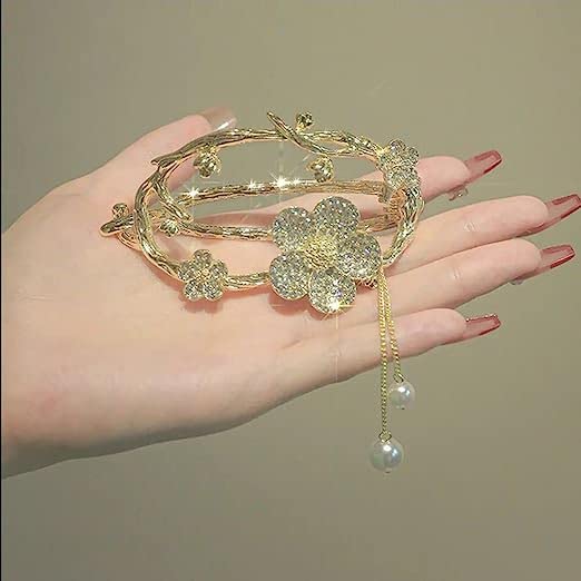 ALIBA COLLECTION luxury diamond-studded pearl tassel twist clip female elegant flower clip back head hair clip hair accessories for girls and women (B0C14LT3RJ) Amazon Price History, Amazon Price Tracker