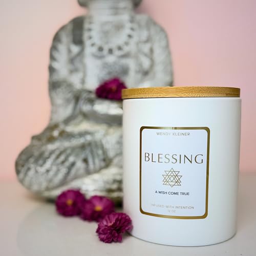 Image of Blessing Scented Soy Coconut Candle Phthalate-Free 12 oz | White Tea, Sage & Eucalyptus | A Wish Come True | Cleansing Aromatherapy Home Fragrance