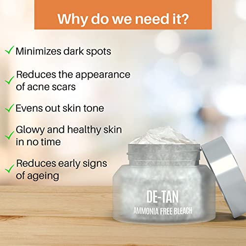 Sjh De-Tan For Face Glowing Skin, Oil Control, Acne, Pimples, Anti Blemishes, Pigmentation, Tanning & Brightening | Ammonia Free Bleach, 50 G #TOP2