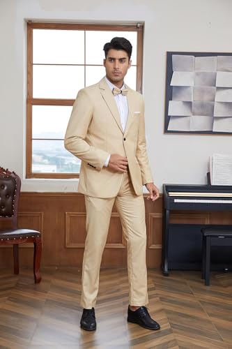 Mens Slim Fit 2 Piece Suit 1 Button Soild Jacket Pants Set Wedding Prom Dress Suit3
