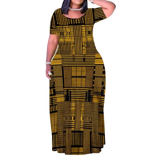 Image of PinkPatty Plus Size Maxi Dress for Women Summer Casual Short Sleeve Tshirt Dresses with Pockets (XL-6XL)