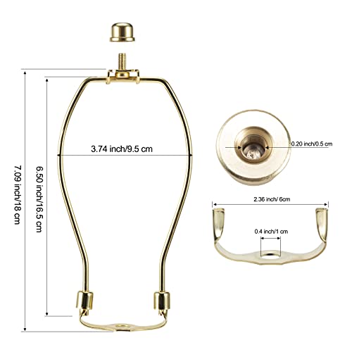 7 Inch Brass Lamp Harp Holder Kits With Finials And Detachable Light Duty Saddle Bases, Saangseon Set Of 2 Diy Lighting Accessories Horn Frame Lamp Shade Brackets #TOP1