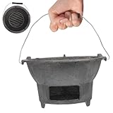 Kisangel Estufa para Barbacoa al Aire Libre Portátil de Hierro Fundido 20 Cm, Parrilla de Carbón Compacta Resistente al Calor Adecuado para Camping y Picnic