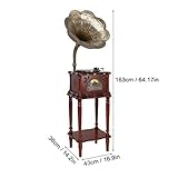 ◆ Luxus-Styling - Wunderschönes Design im Retro-Art-Stil, hochwertiger Eichenholzboden und praktische Frontplatte mit Wiedergabesteuerung, Horn aus reinem Kupfer, Antioxidationsbeschichtung auf der Oberfläche, exquisit und elegant