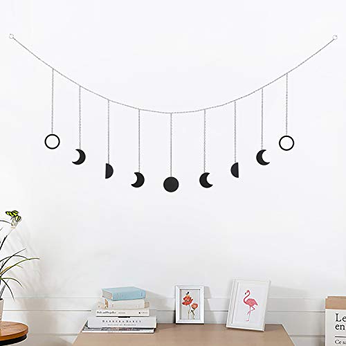 Ocioli Moon Phase Wall Hanging Moon Decor Moon Wall Decor Wall Art Bedroom Boho Hanging Ornaments For Bedroom Wedding Home Office Nursery Room Dorm (Black Moon) #TOP2