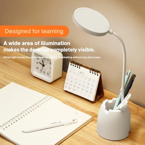 Image of One94Store RoundGlow Rechargeable LED Desk Lamp - Touch Control Table Lamp with 1200mAh Battery, Adjustable Brightness & Color Temperature, Portable Study Lamp with 80cm USB Cable