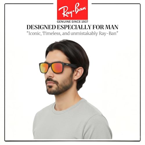 Image of Ray-Ban RB4165 JUSTIN COLOR MIX Square Shaped Sunglasses for Men with Official RAYBAN Eyewear Kit