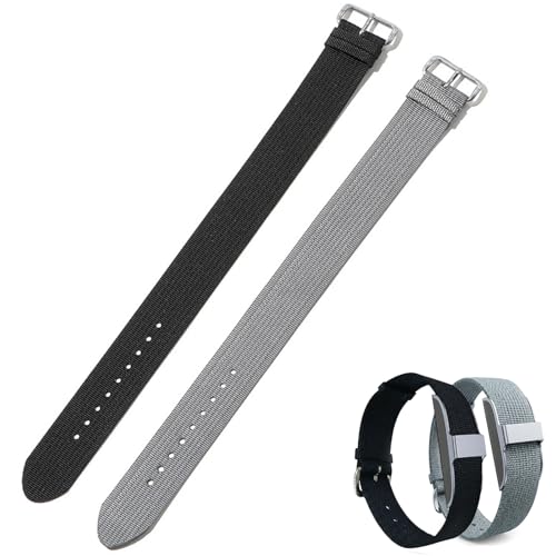 Replacement Straps Compatible with Hume Health Band - Adjustable Soft Woven Nylon & Adjustable Clasp Buckle & Loop Closure for Secure, Strap Wristband for Hume Band Wristband Bracelet,All-Day Comfort (Black, Gray)