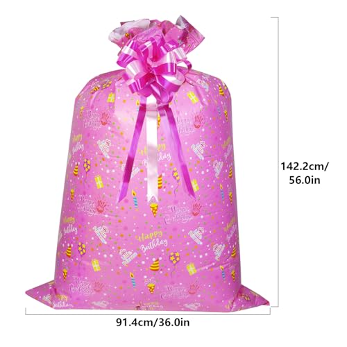 Nwvuop 56× 36 inches Large Birthday Gift Bags, Jumbo Gift Bag for Presents Extra Large Plastic Gift Bags, Pink