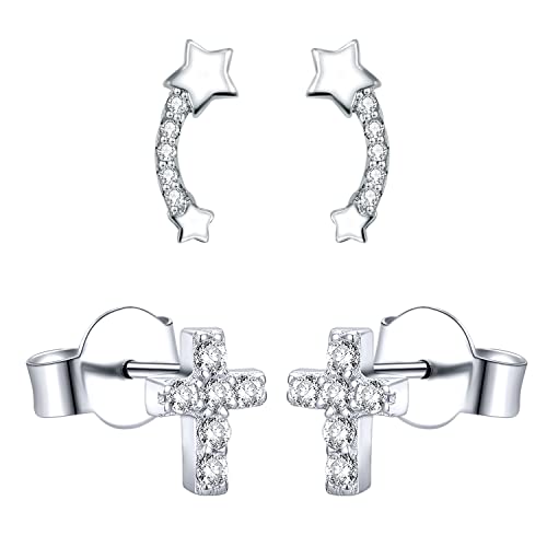 Aoedej Cross Stud Earrings And Sparkling Shooting Star Ear Climber Earrings #TOP19