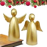 Vesidoloy Engel Figur | Engels Skulptur Aus Resin Deko | 2 Stück Goldene Resin Für Wohnzimmer Schlafzimmer Küche Nachttisch Badezimmer