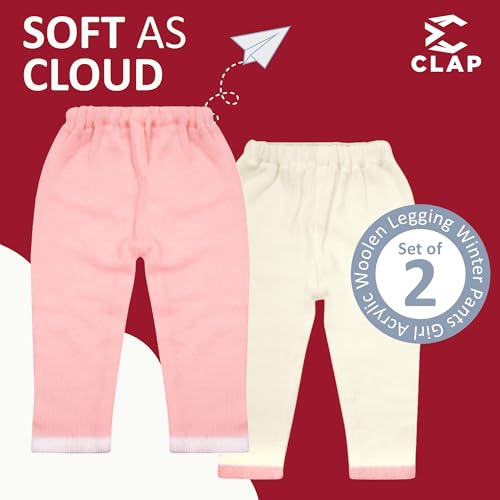 Image of CLAP Baby Girl Acrylic Woolen Legging Winter Pants Set of 2