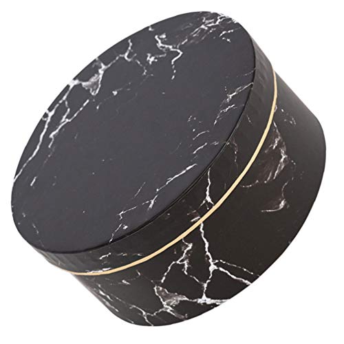 Kesyoo Cylindrical Packaging Flower Paper Box With Lid Marble Flower Arrangement Flowery Hat Paper Box Black #TOP18