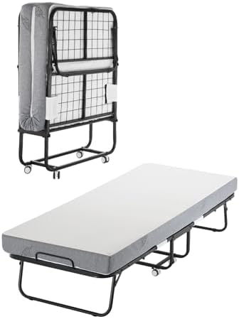 Lit D'appoint Pliant Avec Matelas Mémoire De Forme – Simple Ou Double – Blanc – Fabriqué En Italie
