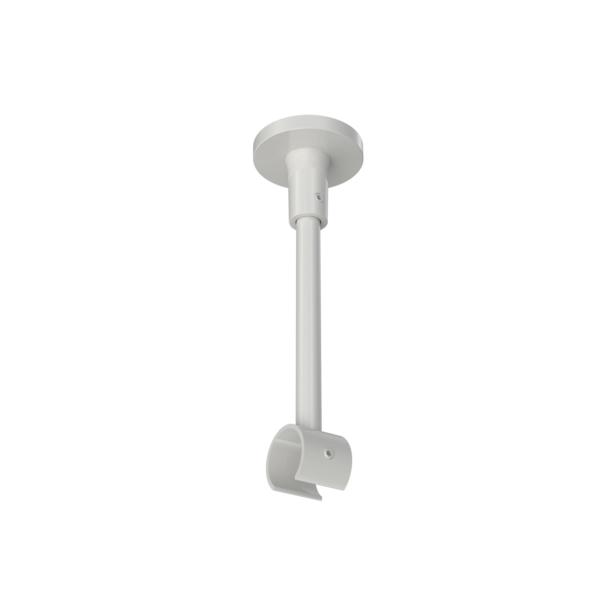 INTERDECO Gardinenstange 20 mm 1-läufig Weiß 220 cm | aus Metall, für Deckenmontage, Endstück Santo (Kappe), ohne Ringe, kürzbar, Traglast bis 8 kg, Modern