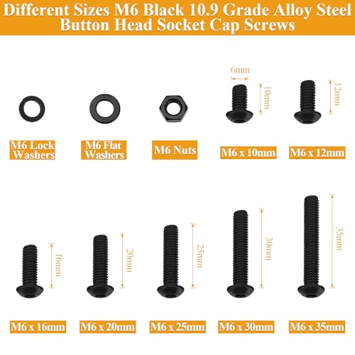 Kit vis et écrous M6 noir pour fixer et assembler vos pièces mécaniques